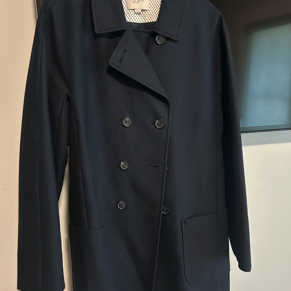 LOFT Women's Navy Double-Breasted Pea Coat